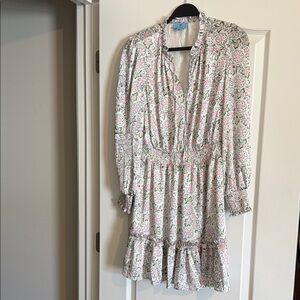 CeCe Floral Long Sleeve Dress - Pink and Green